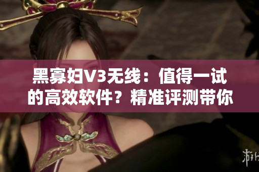 黑寡妇V3无线：值得一试的高效软件？精准评测带你了解更多！