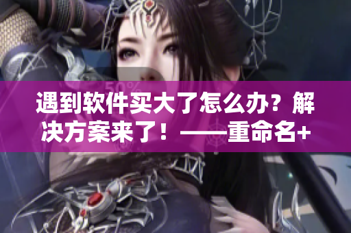 遇到软件买大了怎么办？解决方案来了！——重命名+压缩让你轻松应对！
