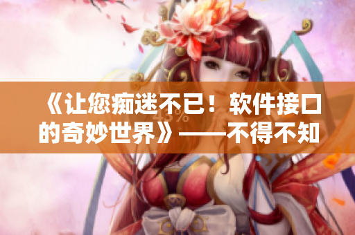 《让您痴迷不已！软件接口的奇妙世界》——不得不知的软件设计技巧！