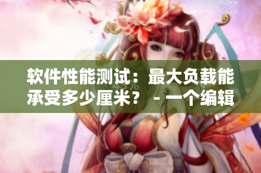 软件性能测试：最大负载能承受多少厘米？－一个编辑的新题目