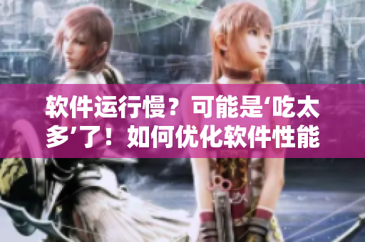 软件运行慢？可能是‘吃太多’了！如何优化软件性能？