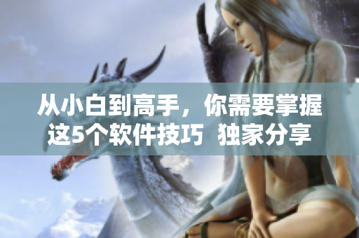 从小白到高手，你需要掌握这5个软件技巧  独家分享