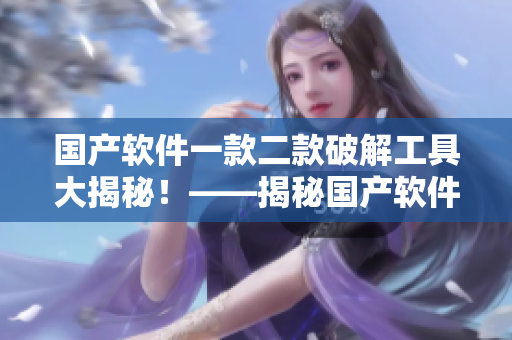 国产软件一款二款破解工具大揭秘！——揭秘国产软件破解神器