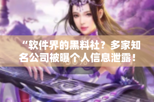 “软件界的黑料社？多家知名公司被曝个人信息泄露！”