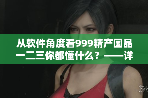 从软件角度看999精产国品一二三你都懂什么？——详解!