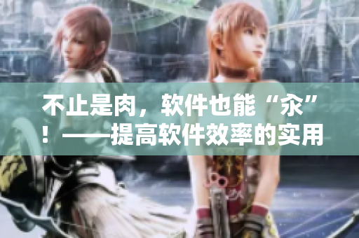 不止是肉，软件也能“汆”！——提高软件效率的实用技巧