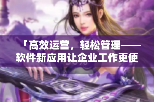 「高效运营，轻松管理——软件新应用让企业工作更便捷」