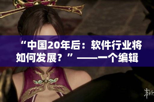 “中国20年后：软件行业将如何发展？”——一个编辑的思考和分析