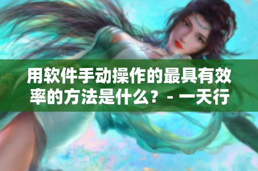 用软件手动操作的最具有效率的方法是什么？- 一天行动计划