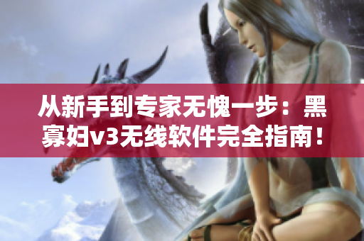 从新手到专家无愧一步：黑寡妇v3无线软件完全指南！