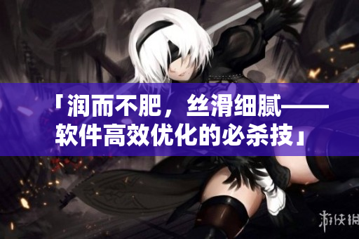 「润而不肥，丝滑细腻——软件高效优化的必杀技」