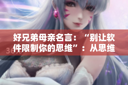 好兄弟母亲名言：“别让软件限制你的思维”：从思维的角度探析软件开发。